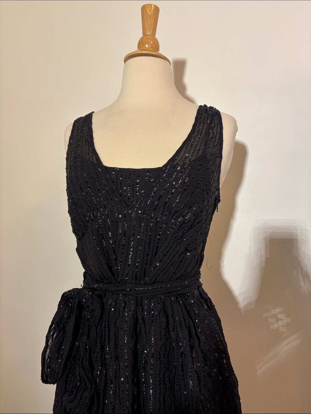 Calvin Klein Black Sleeveless Sequin Midi Dress
